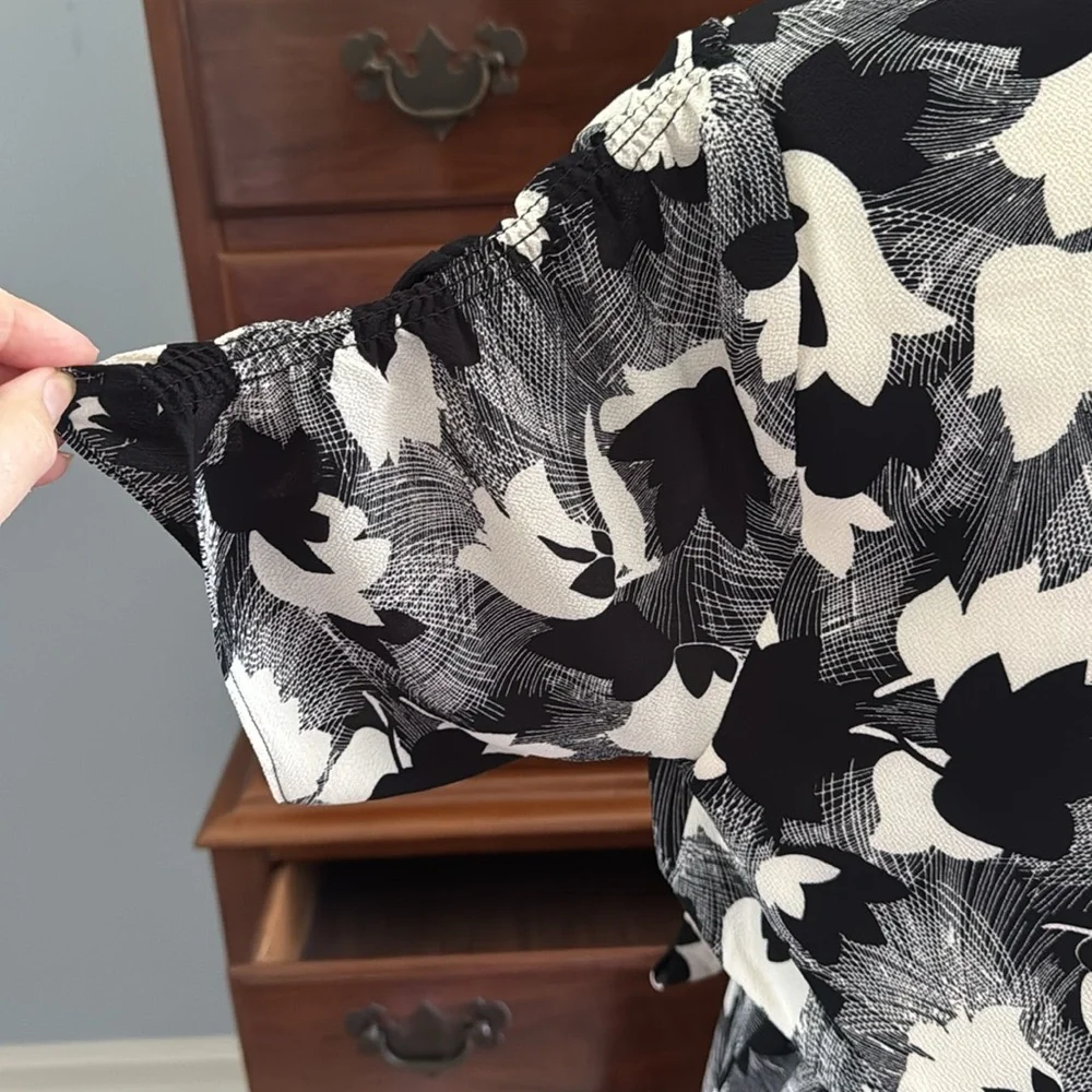 Lauren Ralph Lauren Black and White Floral Dress Size 12 - Picture 7 of 12